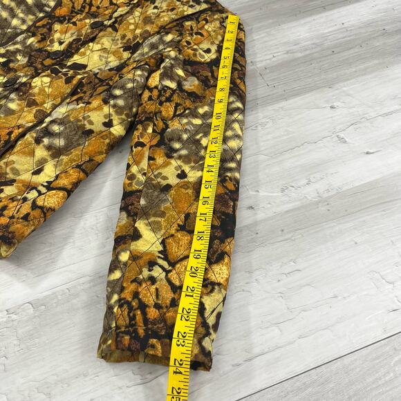 Requirements Lined Quilted Gold Brown Animal Abstract Print Button Jacket Medium - Picture 9 of 10